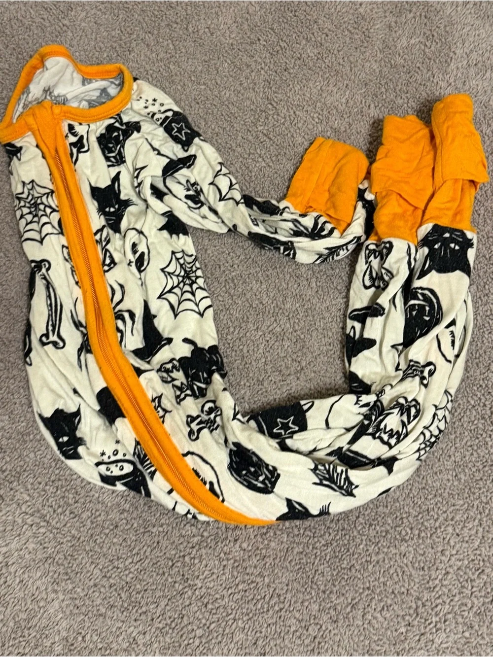 Halloween Baby Jumpsuit with Orange Trim